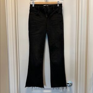 Frame Denim Classic Black Flare Raw Hem Jeans